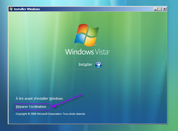 comment reparer vista